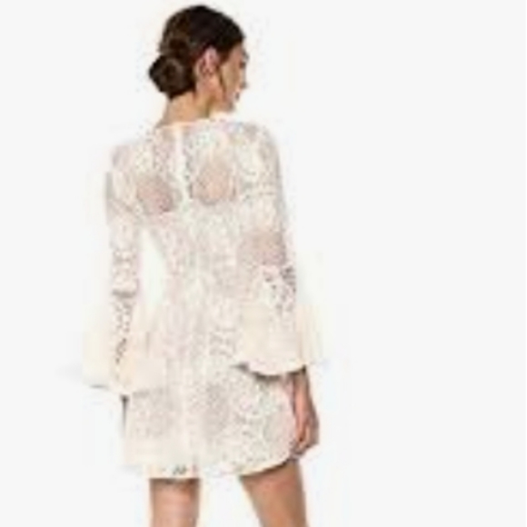 Bhldn Donna Morgan Russo Ivory Pink Lace Mini Dress Crocheted - Picture 3 of 7